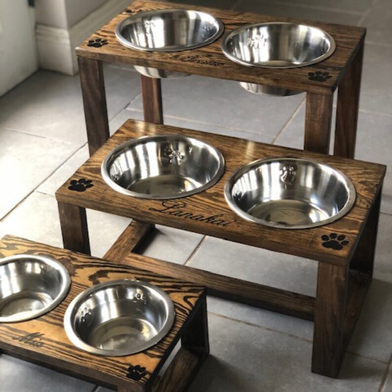 Rustic Dog Bowl Stand Raised Dog Feeder Handmade Etsy