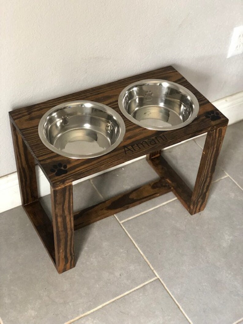 Rustic Dog Bowl Stand Raised Dog Feeder Handmade Etsy