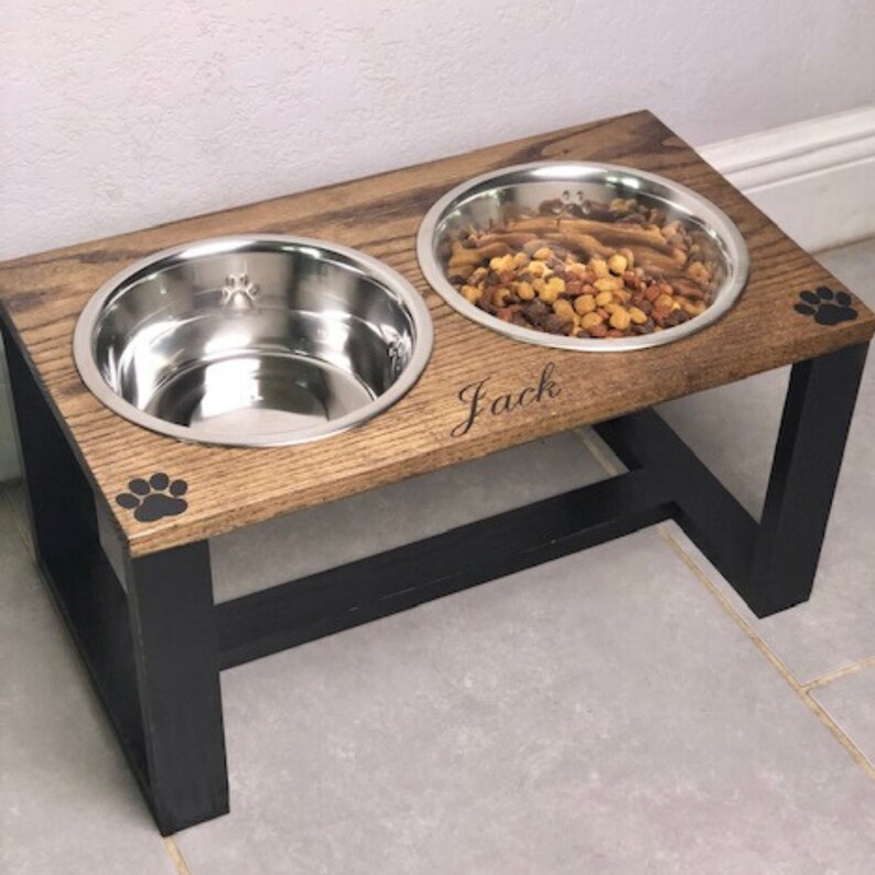 Raised Dog Bowl Personalized Pet Dog Feeder Handmade Pet Etsy
