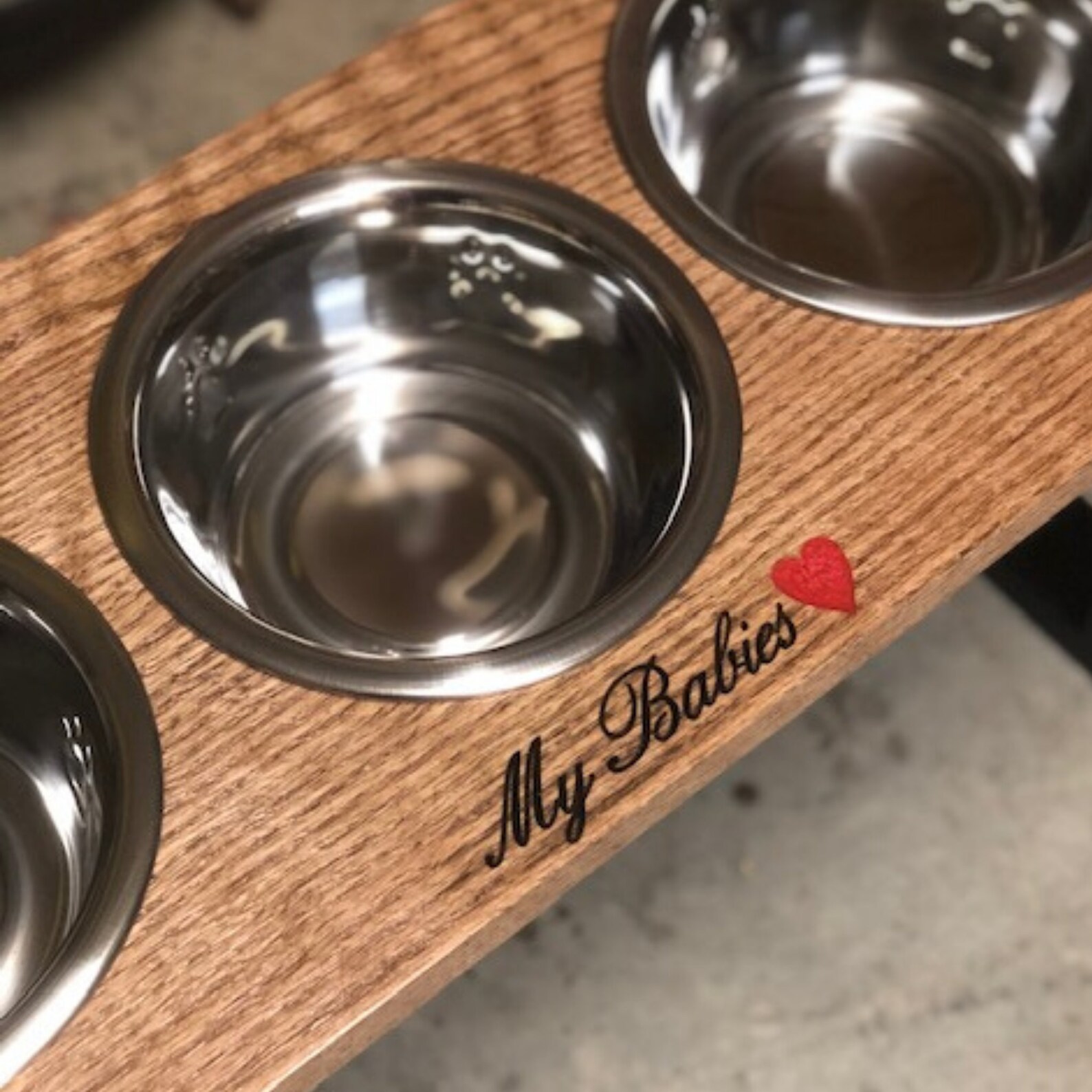Raised Feeder Personalized Pet Feeder 3 Bowl Dog Bowl Etsy