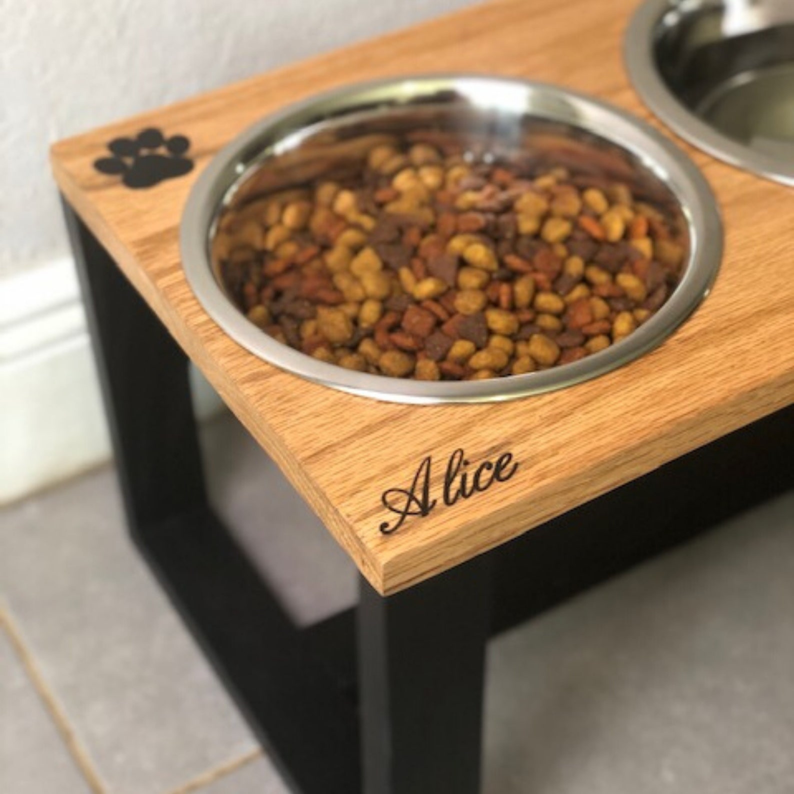Raised Feeder Personalized Pet Feeder 3 Bowl Dog Bowl Etsy