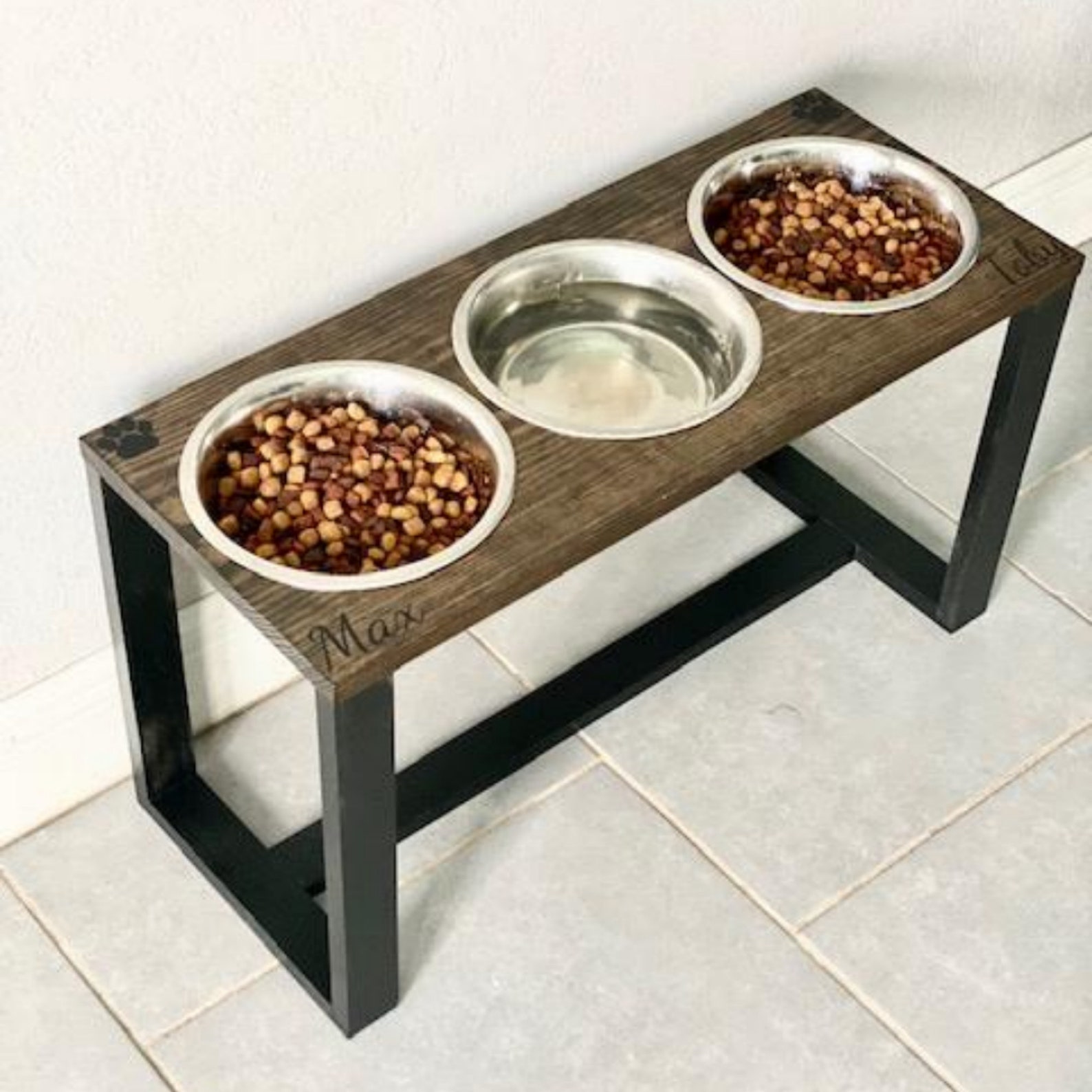 3 Bowl Feeding Stand Dog Bowl Stand Dog Feeder Greyhound Etsy