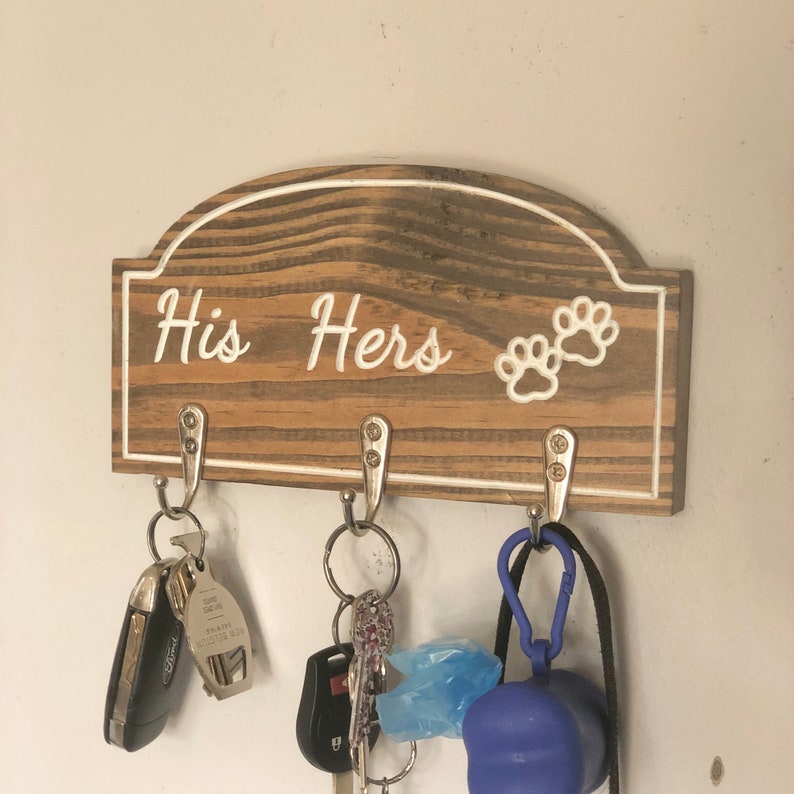 Key Holder for Wall Dog Leash Holder His and Hers Key Etsy