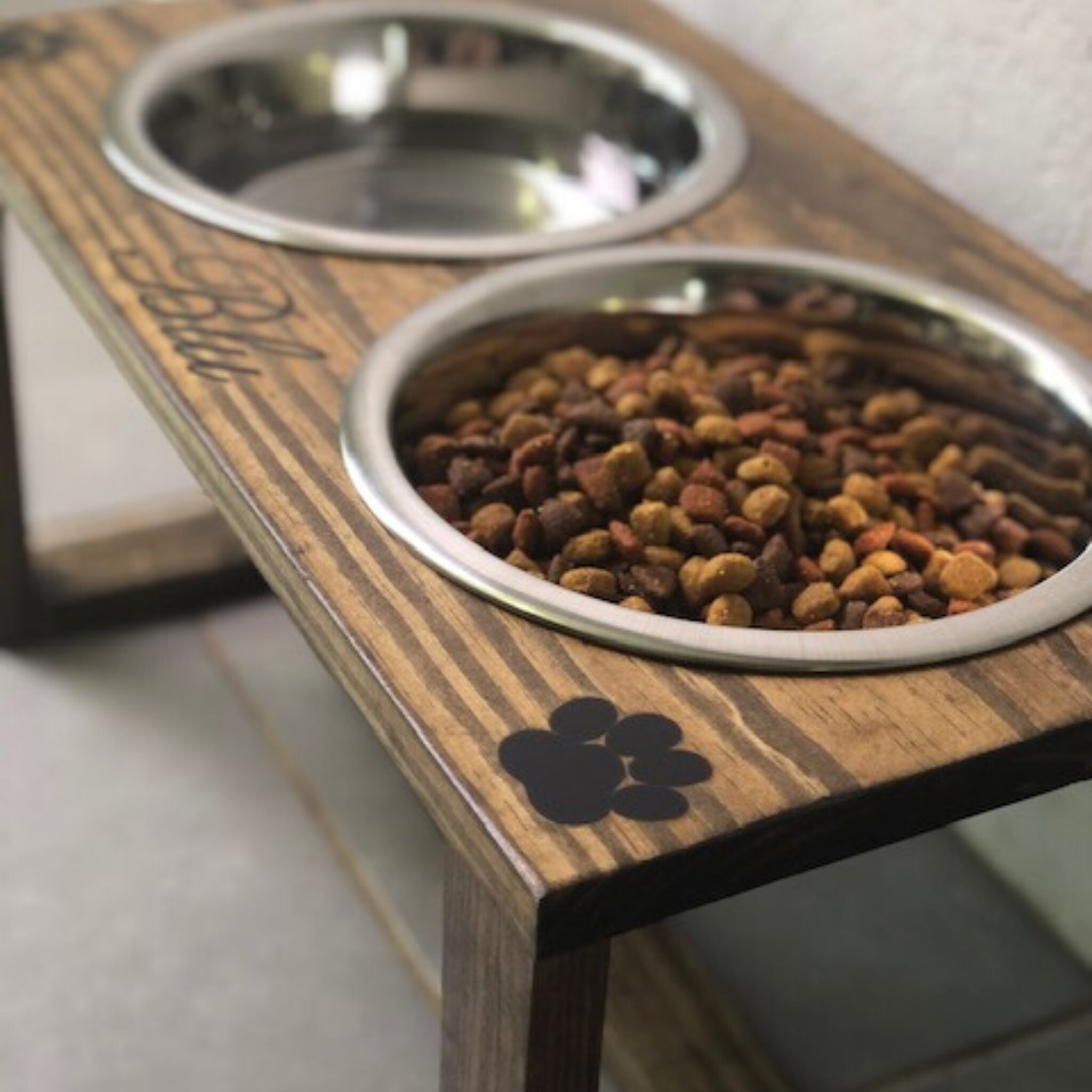 Personalized Dog Bowl Stand Raised Feeder Golden Retriever Etsy