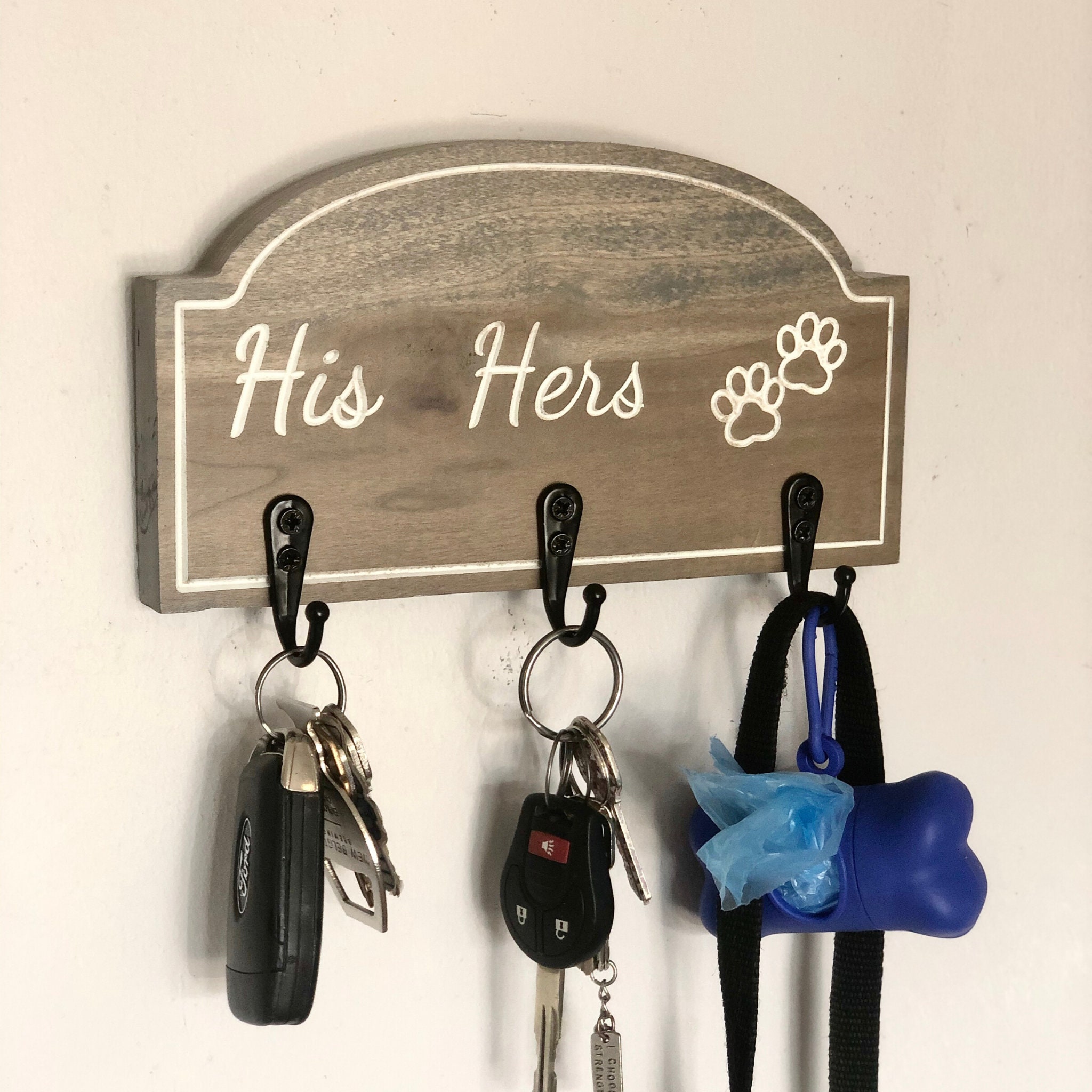 Key Holder for Wall Dog Leash Holder His and Hers Key Etsy