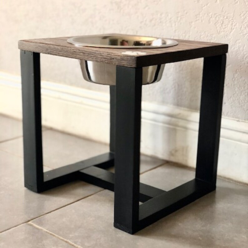 Single Dog Bowl Stand Wood Handmade Etsy