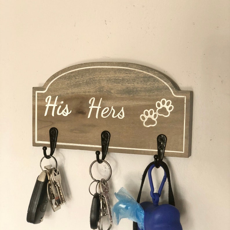 Key Holder for Wall Dog Leash Holder His and Hers Key Etsy