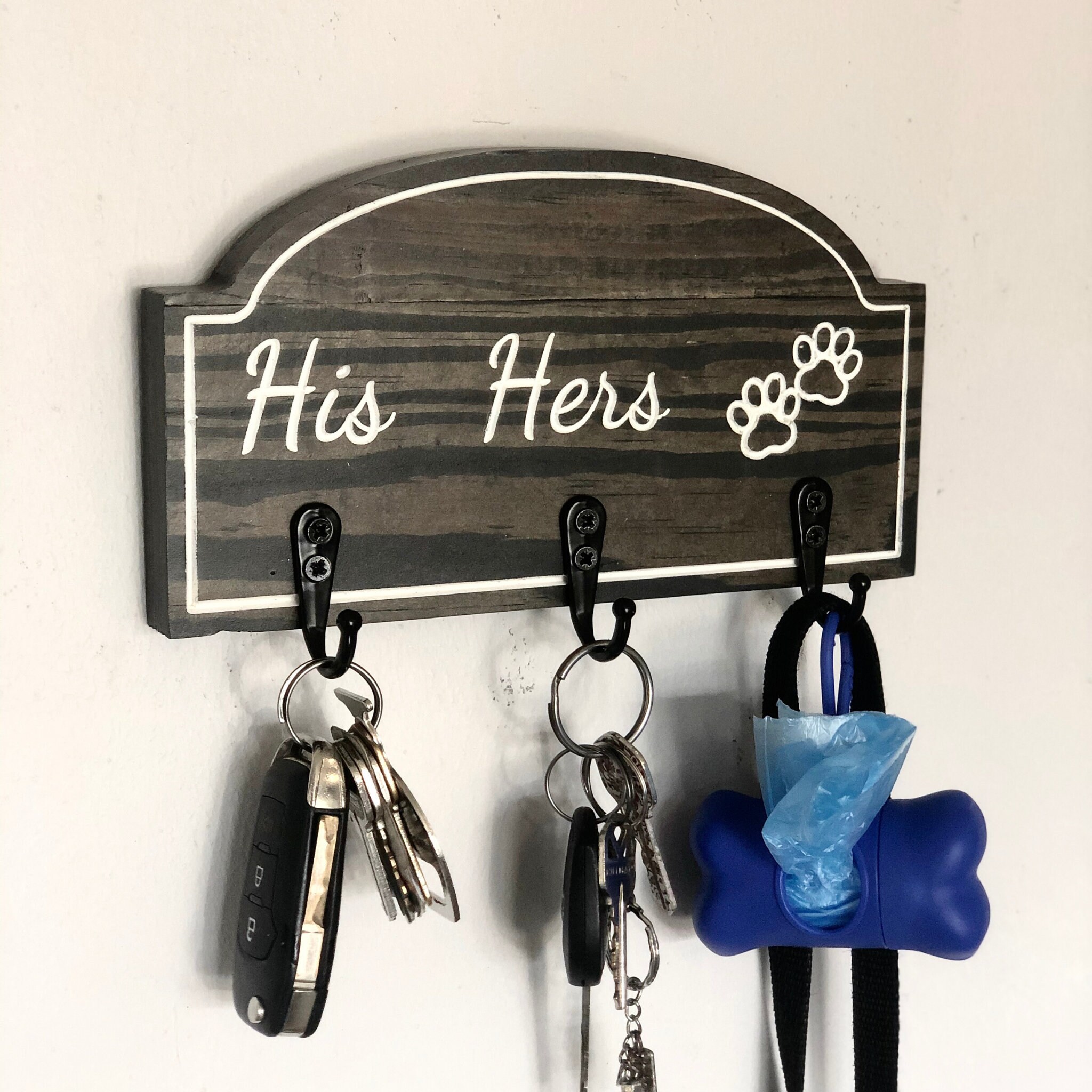 Key Holder for Wall Dog Leash Holder His and Hers Key Etsy