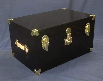 Brass Hardware 28 inches Wide x 18 inches deep x 16 inches high Flat-Top Clear Acrylic Trunk