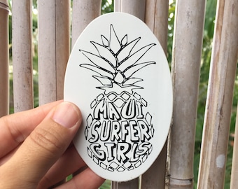 MSG Pineapple Oval Sticker Maui Surfer Girls