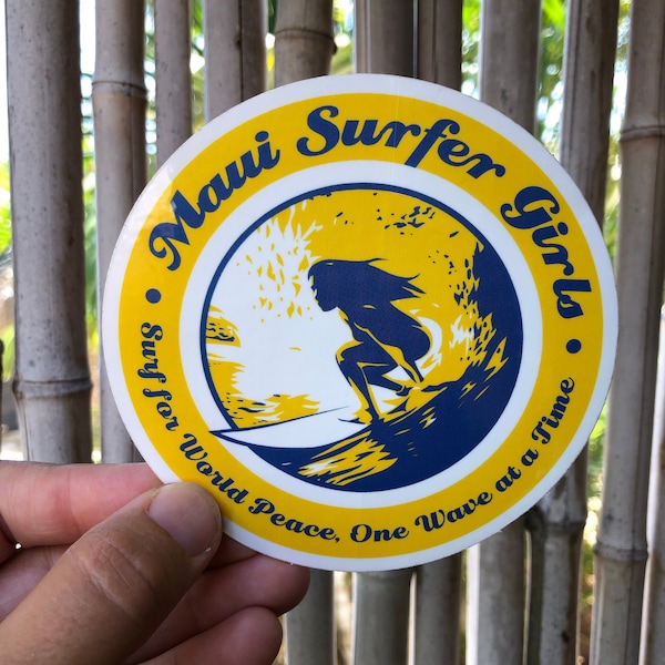 MSG "Surf for World Peace" Circle Sticker Maui Surfer Girls