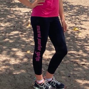 Ladies Leggings MSG Tribal Text Maui Surfer Girls