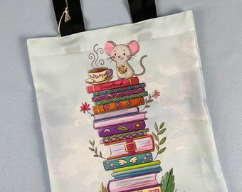 Bookworm tote bag - printed literary totebag for aesthetic readers