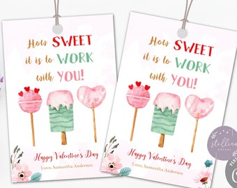 Valentines Day Coworker Tags, Staff Appreciation Labels, Valentine Gift Tag, Coworker Gift Idea, How Sweet It Is to Work with You