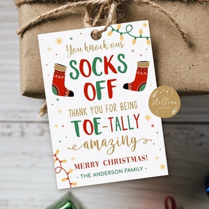 Christmas Sock Gift Tags Staff, Xmas Ugly Fuzzy Socks Mani Pedi Gift, Toe-Tally Amazing Teacher Staff Holiday Appreciation, INSTANT DOWNLOAD