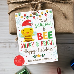 Editable Christmas Gift Tag, Chapstick Bee Tag, Honey Tag, Volunteer Thank You Gift Pta Pto Staff Teacher Holiday Balm, Printable INSTANT