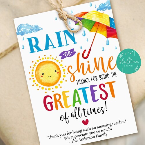 Printable Umbrella Gift Thank You Tags Volunteer Labels Etsy