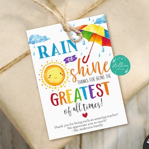 Cadeau parapluie modifiable Étiquettes de remerciement, Pluie ou brillance, Étiquettes de bénévoles, Imprimable, Cadeau de remerciement, PTA Pto Personnel Appréciation des enseignants, nounou