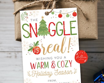 The Snuggle is Real Christmas Gift Tags, Secret Santa, Office Staff Teacher Gift Holiday Printable, White Elephant INSTANT DOWNLOAD EDITABLE