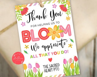 Merci de nous aider à fleurir Étiquette-cadeau, Étiquette-cadeau d'appréciation des fleurs, Appréciation des enseignants, Si les enseignants étaient des fleurs, je vous choisirais MODIFIABLE