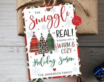 EDITABLE The Snuggle is Real Christmas Gift Tags, Secret Santa, Office Staff Teacher Gift Holiday Printable, White Elephant DIY Church Xmas