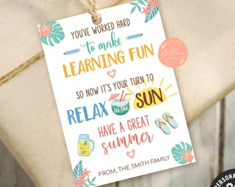 EDITABLE School&#39;s Out Summer is Here Teacher Thank You Tags, Teacher Appreciation Printable End Of School Year Teacher Gift INSTANT DOWNLOAD