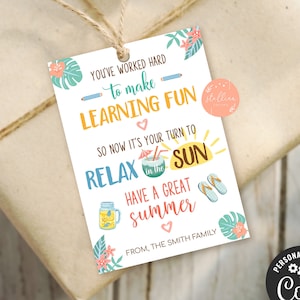 EDITABLE School's Out Summer is Here Teacher Thank You Tags, Teacher Appreciation Printable End Of School Year Teacher Gift INSTANT DOWNLOAD