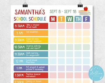 Editable Home School Schedule, Daily Weekly Subject Checklist, Homework Organizer, Student Calendar Planner Printable, Homeschool Printable