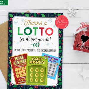 Porta carte regalo della lotteria di Natale stampabile, grazie a lotto, personale insegnante di lavoro, babysitter coach tata, vacanza modificabile DOWNLOAD ISTANTANEO