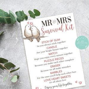 EDITABLE Mr and Mrs Survival Kit Card, Gift Basket Card for Bride, Gift from Maid of Honor, Gift for Newlyweds, Gag Funny, INSTANT DOWNLOAD