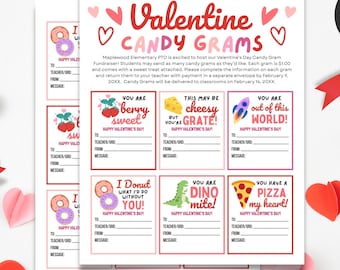 Valentine Candy Grams Flyer | School PTA PTO Fundraiser Flyer | Editable Canva Template