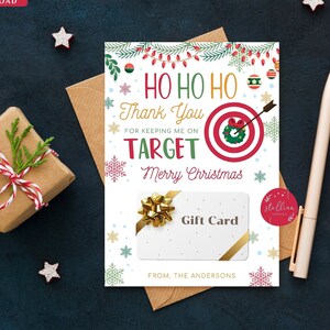 編集可能なクリスマス ターゲット ギフト カード ホルダー、印刷可能な先生へのギフト、コーチのクリスマス ギフト カード、目標達成をサポートしてくれてありがとう、即時ダウンロード