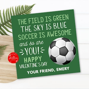 Soccer Valentines Gift Tags, Soccer Cards, Boy Sports Valentine, Classroom Party School Teacher Staff Valentine Printable EDITABLE template