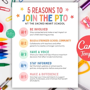 PTO PTA Recruitment Flyer, Reasons to Join Pta Pto Information Flyer Printable Handout Why Volunteer Flyer, Why Join Editable CANVA Template