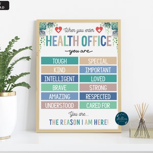 When you Enter This Health Office Watercolor Sign School Clinic Poster Pediatric Clinic Decor Printable Health Room School Nurse Custom Gift