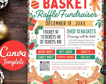 Christmas Basket Raffle Flyer: Holiday Fundraiser Template (editable ...