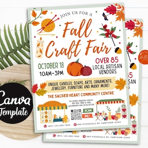 Herbst Handwerk Fair Flyer: Bearbeitbare CANVA Vorlage (Digitaler Download)