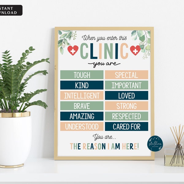 School Health Office Poster Pediatric Clinic Decor Printable Health Room When you Enter This Clinic Sign School Nurse Custom Gift Watercolor