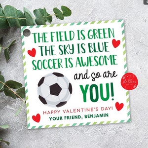 EDITABLE Fútbol San Valentín Etiquetas de regalo, Tarjetas de fútbol imprimibles, Niños deportes San Valentín, Fiesta en el aula Personal de maestros de escuela Plantilla de San Valentín