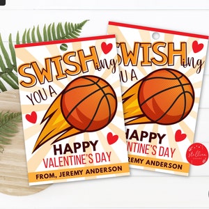 Baloncesto Valentines, Boy Sports Valentine Gift Tag, Classroom Party School, Teacher Staff Valentine Card, DIY Printable Editable Template