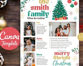 Plantilla CANVA para el boletín navideño: Resumen del año: Carta familiar para las fiestas (descarga digital)