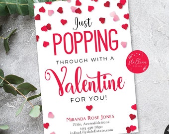 Valentine Realtor Tags, Real Estate Pop By Tag, Valentine Pop by Tags, Realtor Marketing, Referral, Just Popping Through with a Valentine