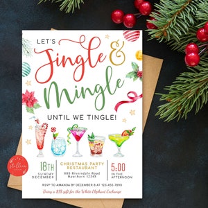 Bewerkbare Jingle en Mingle Christmas Party Uitnodiging, Adult Holiday Party Uitnodiging, Adult Christmas Card, Holiday Ugly Sweater Invitation