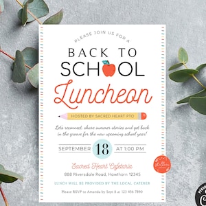 EDITABLE Teacher Staff Luncheon Breakfast Social Printable PTA PTO Flyer Invite School Fundraiser, Back To School Lunch Printable Invitation