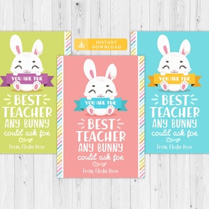 Teacher Easter Tags Personalized, Teacher Appreciation, Easter Gift Tags, Customized Favor Tag, Easter Thank You Tag, editable, instant