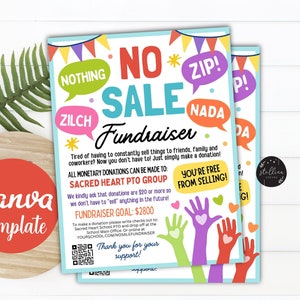 Editable NO Sale Fundraiser Flyer, PTO Fundraiser, School Fundraiser, Sport Fundraiser Church School Charity, easy fundraiser CANVA Template