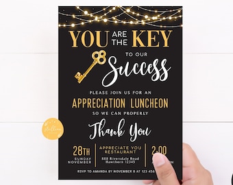Appreciation Invitation, Grateful For You Teacher Staff Invitation, Chalkboard Printable, Boss Client Thank You, INSTANT DOWNLOAD Editable