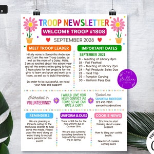 Newsletter Template, INSTANT DOWNLOAD, Teacher Newsletter, Event Newsletter, Parent Communication Form, School, EDITABLE Troop Printable