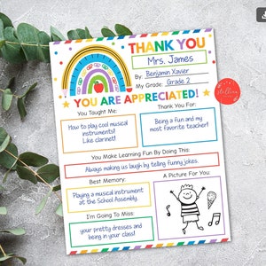 EDITABLE All About Teacher Fill in Blank Printable, Teacher Appreciation Gift, Teacher Appreciation Week Teacher Thank You Gift Teacher Note