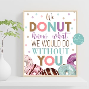 Donut Appreciation Sign, Donut Know What We Would Do Without You Thank You Party Decor, Nurse Staff Teacher Volunteer Appreciation PRINTABLE